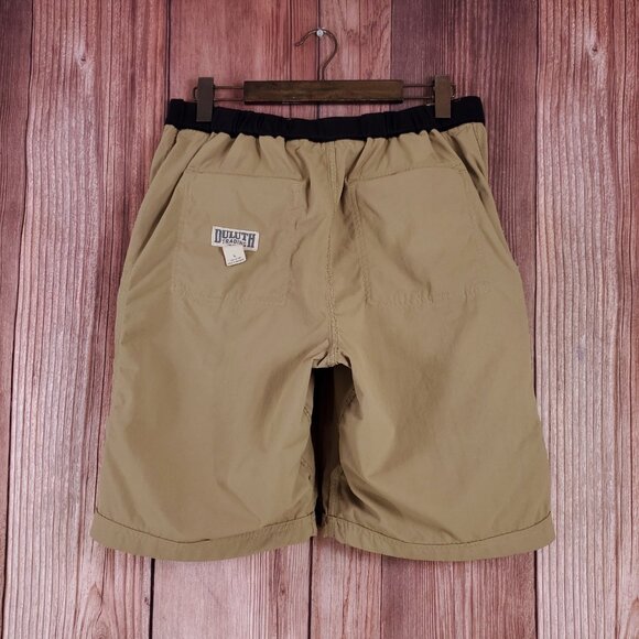 Duluth Trading Co Mens Size Large Dry on the Fly Cargo Shorts Belted Tan Nylon - Picture 4 of 11